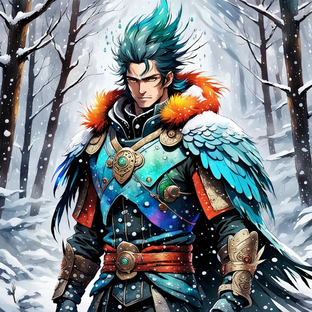 Male kurapatki in the winter forest in the snow,snow effects,snow dots,gorgeous plumage, correct anatomy<lora: Woodsplas...
