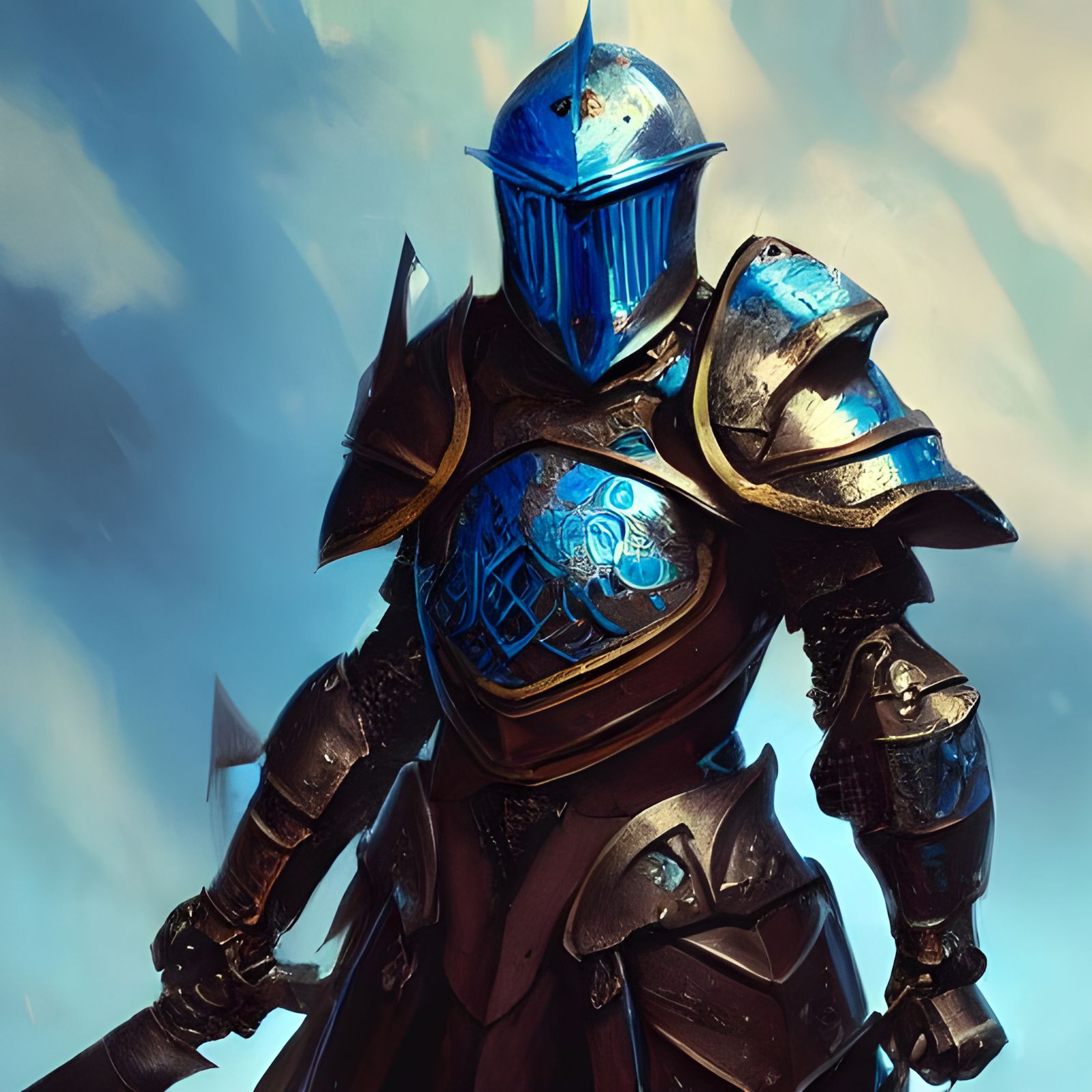 Dark Paladin Knight Portrait in Art Nouveau Style