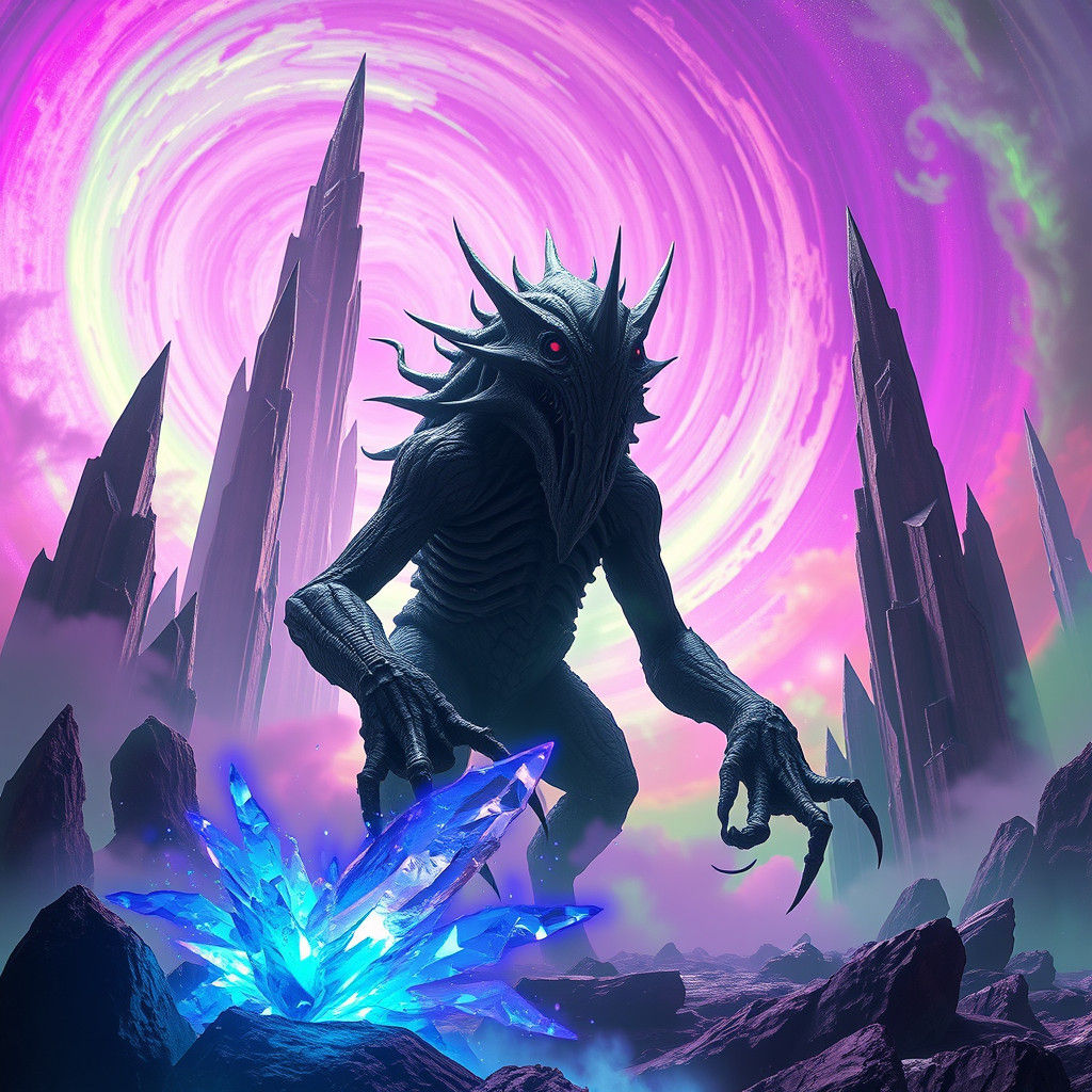 Sci-Fi Monster in Surreal Landscape