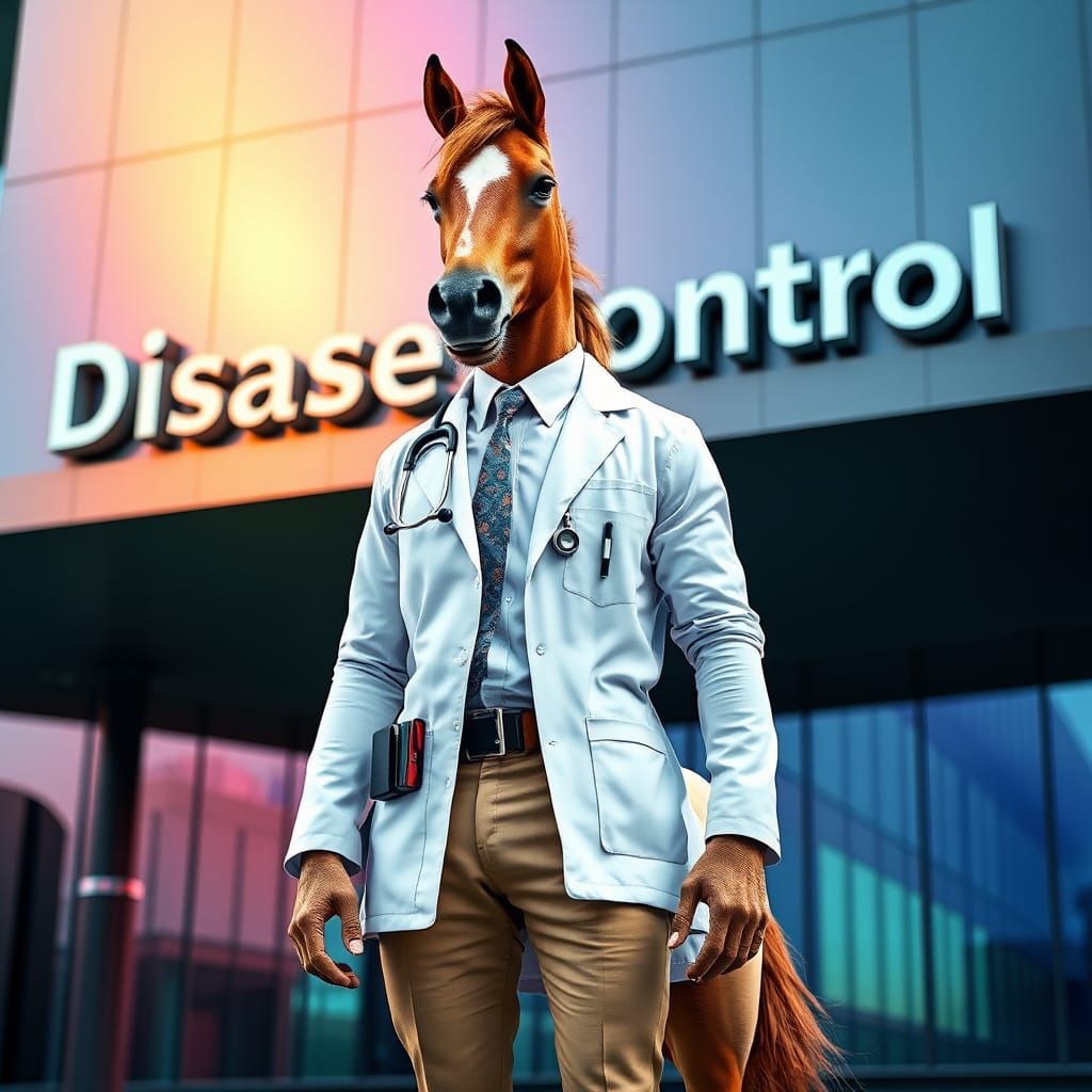 Centaur Doctor at Disease Control in Futuristic Style