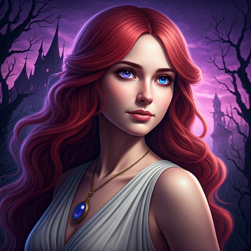 Hyperrealistic Portrait of Lady Timpani in a Haunting Castle...