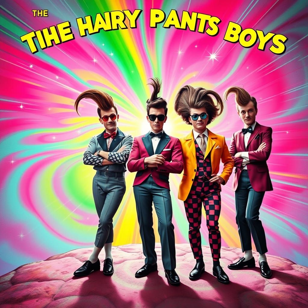 Vibrant 1950s Rockabilly Band in Solarized Cosmic Storm