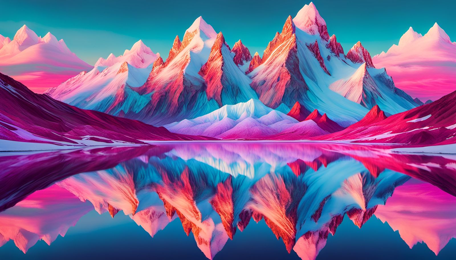 Psychedelic Winter Landscape with Glitch Art Effects