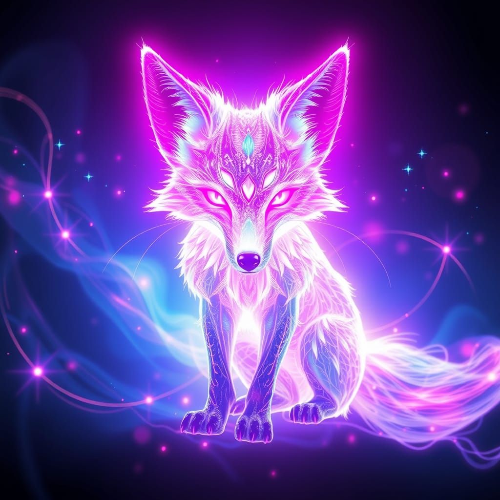 Luminous Fox Formed from Radiant Threads