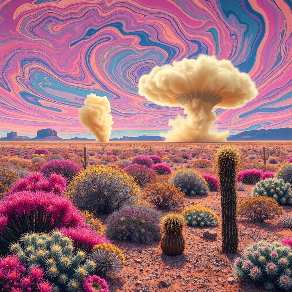 Psychedelic Desert Dust Devils in Hyperrealism