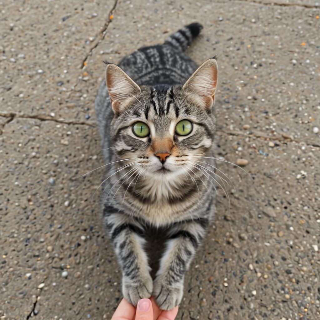 Sunlit Tabby Cat with Sparkling Green Eyes