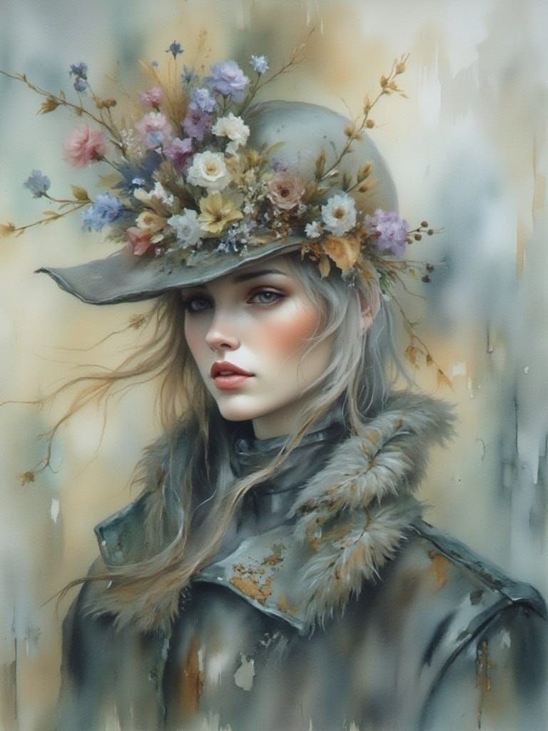 Vintage Woman Portrait in Old School Style