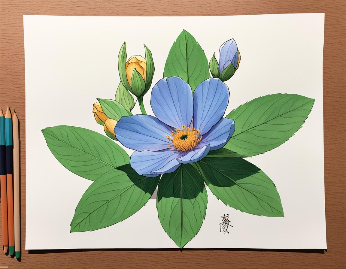 Detailed Flower Illustration in Anime Art Style