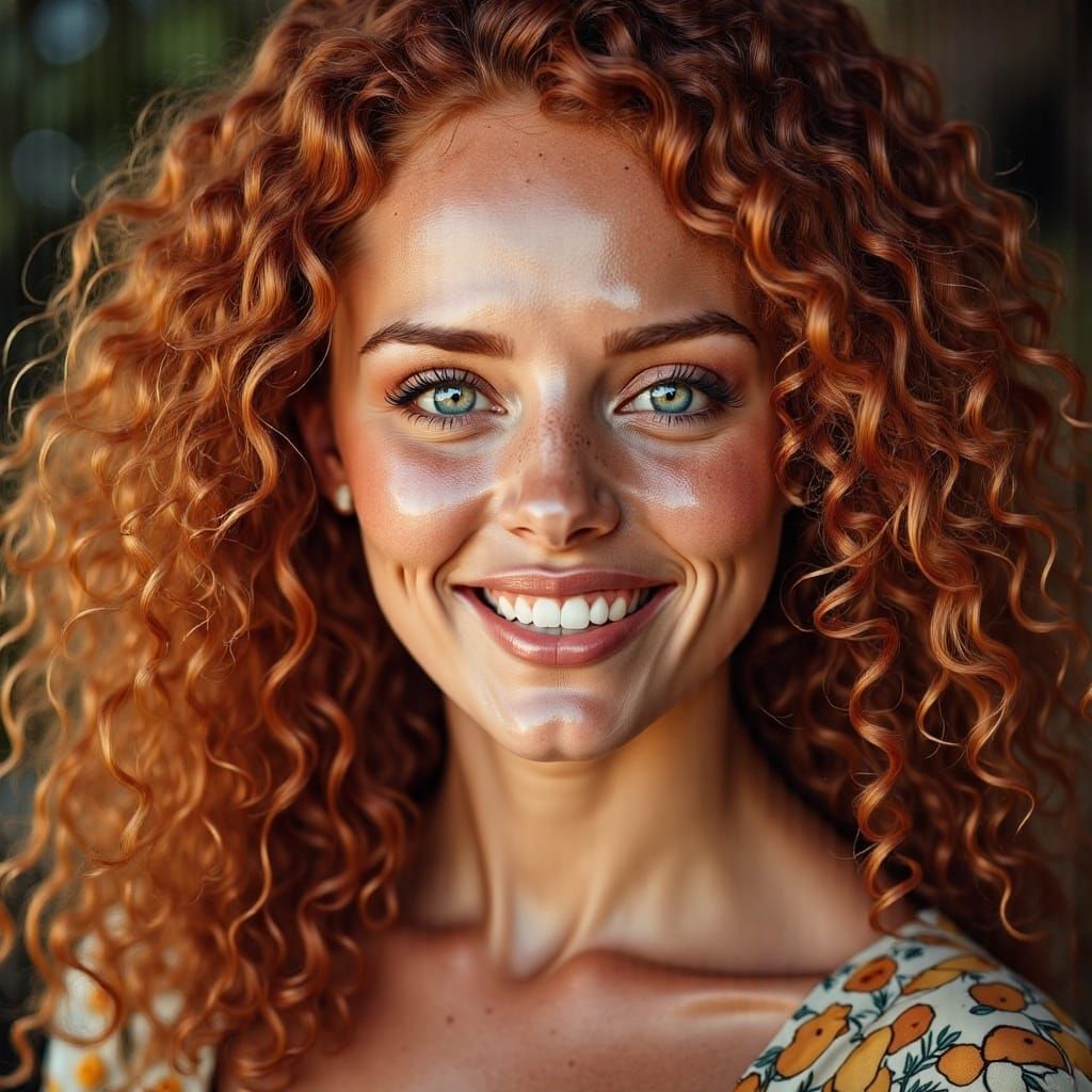 Woman Smiling Long Ginger Hair