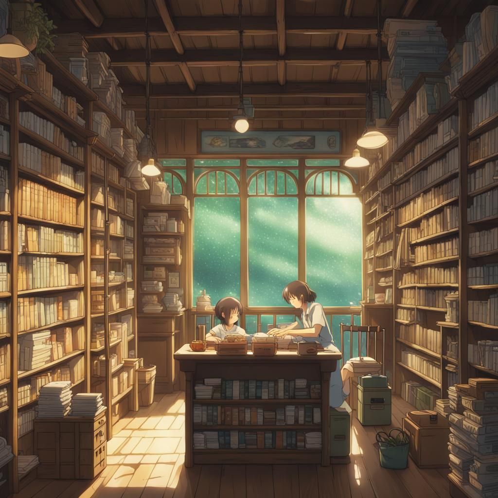 Stationery Store Logo in Studio Ghibli Anime Style