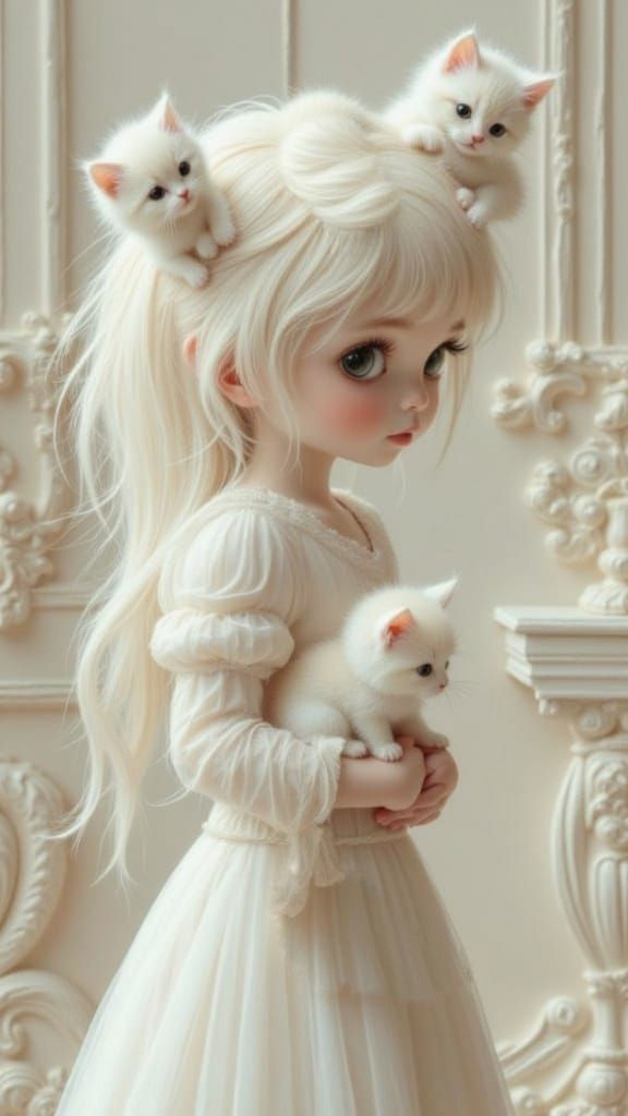 Kitten Haired Moon Goddess in Rococo Room