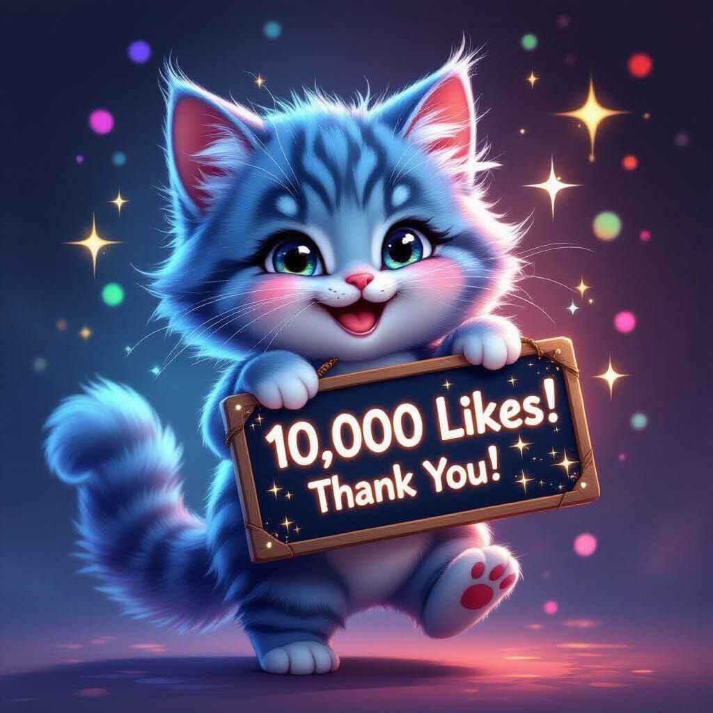 Chibi Cat Celebrating 10 000 Likes