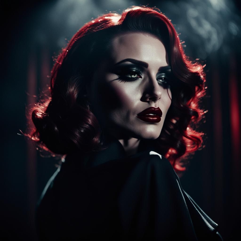 Captivating Woman in Film Noir Cinematic Style