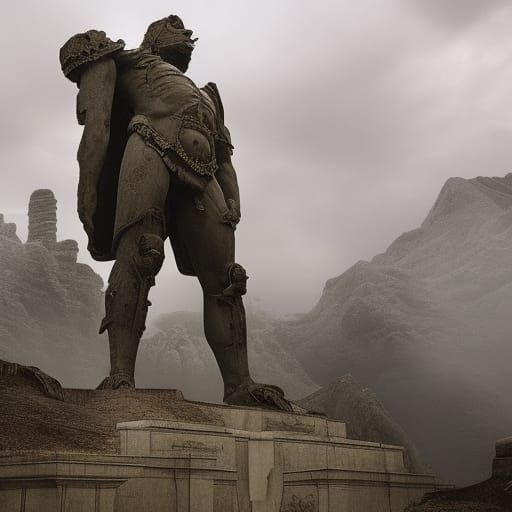 Fallen Leader: Crumbling Statue in Digital Matte Painting