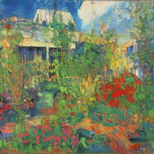 Mermaids in an Urban Garden: Impressionistic Style