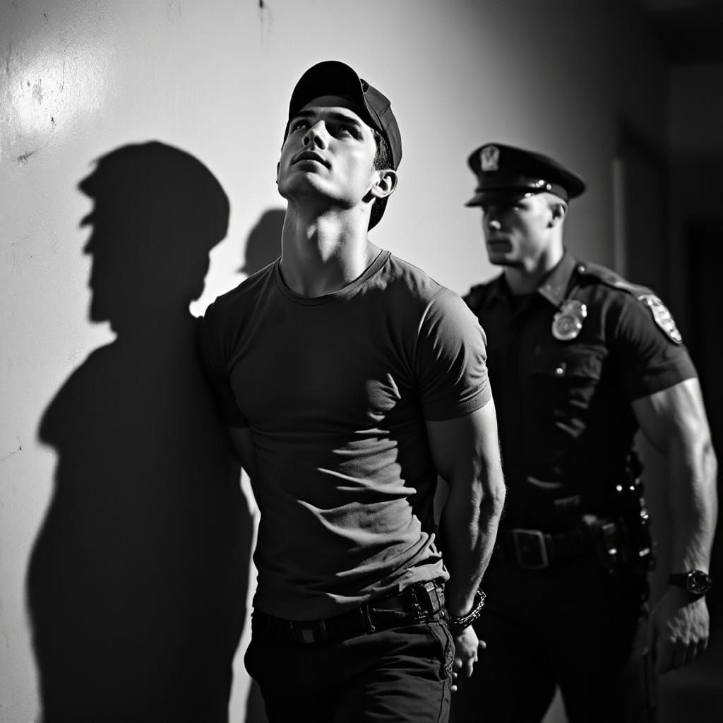 Tall, Dark Stranger Led Away by Uniformed Officer in High-Co...