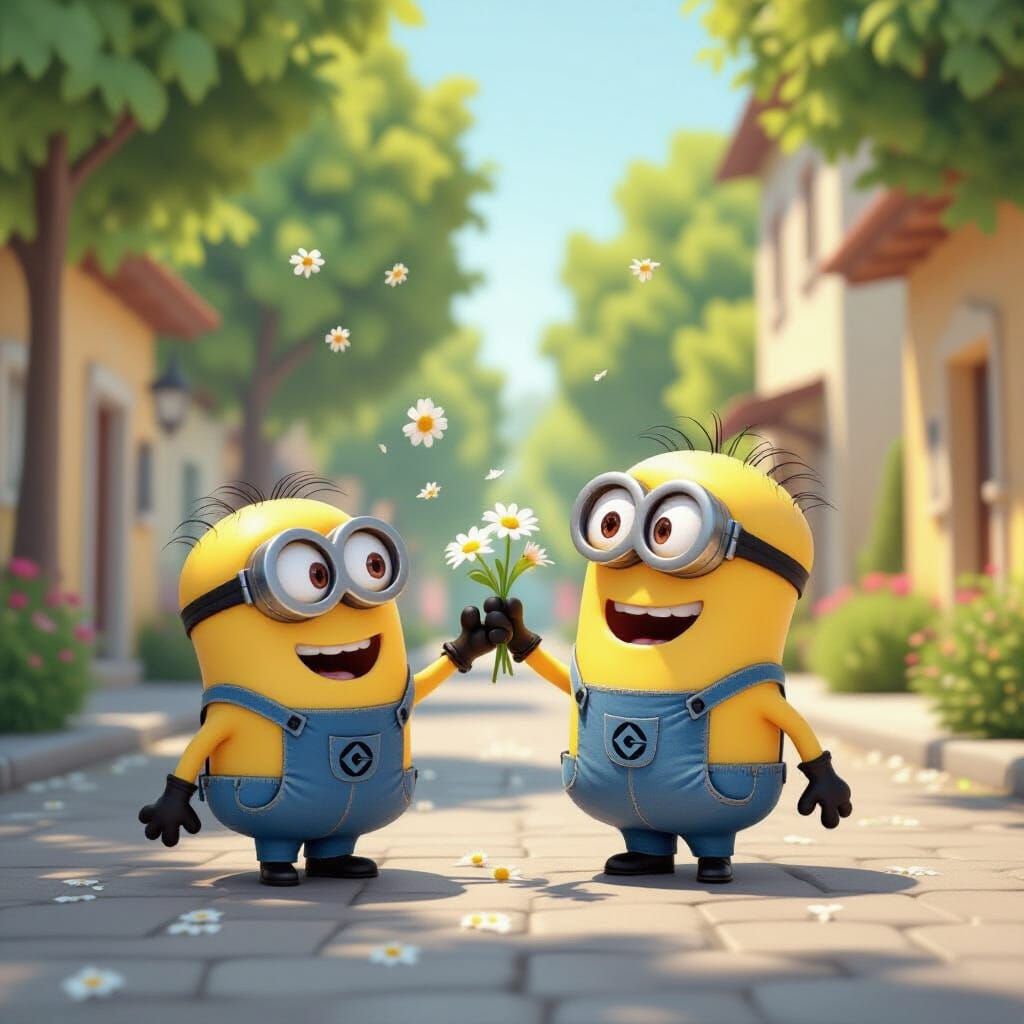 Minions Scattering Flowers Everywhere
