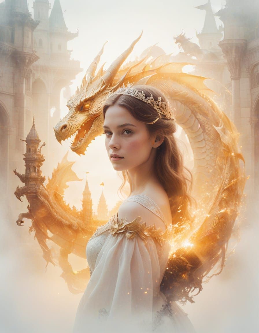 Princess and Dragon Double Exposure Art