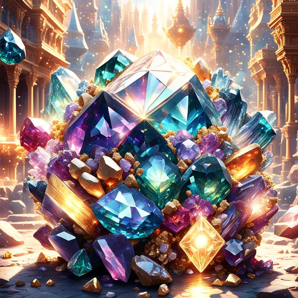 Glowing Gem Entity Strolls Through Crystal City