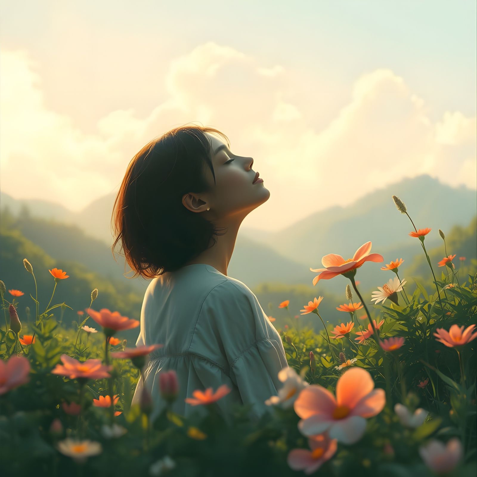 Serenity's Gate: A Tranquil Landscape in Ethereal Hues