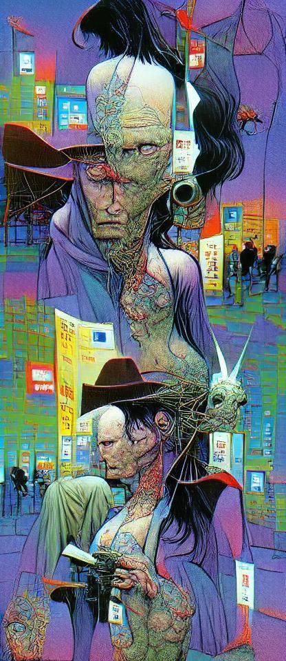 Cyberpunk Baphomet Illustration in Comic Book Art Style