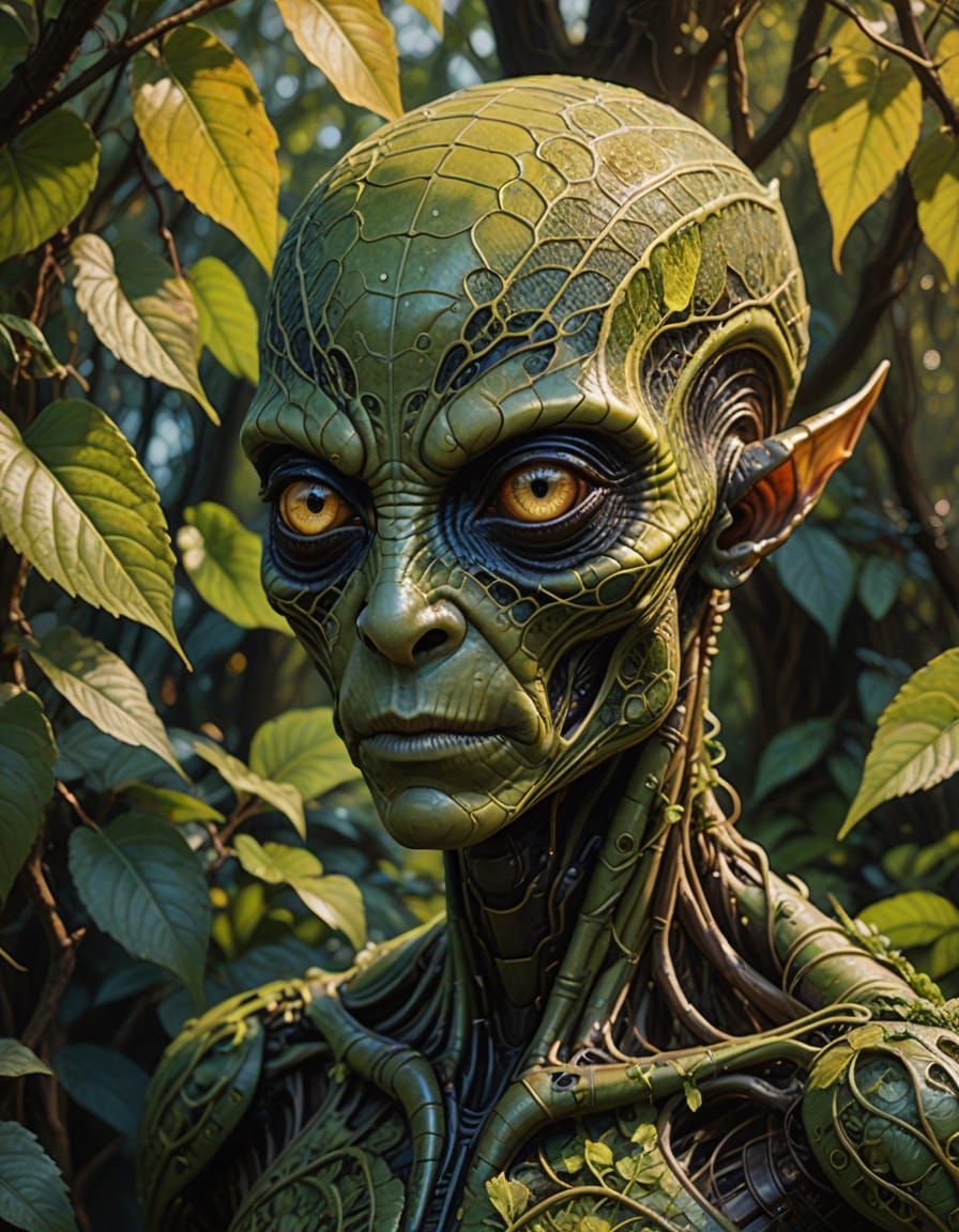Alien Portrait in Dreamy, Preraphaelite Style