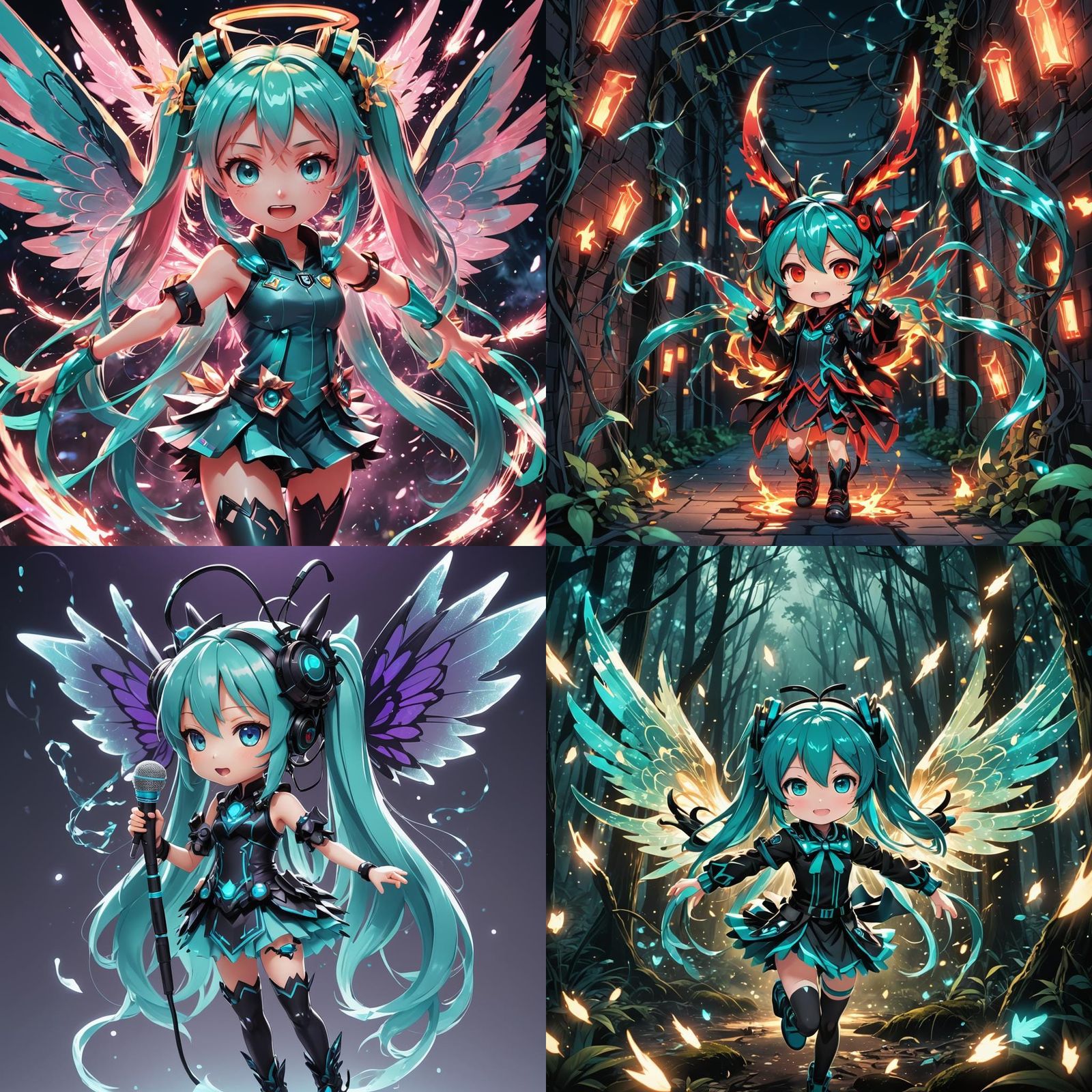 Chibi Hatsune Miku Demon Fairy in Anime Style