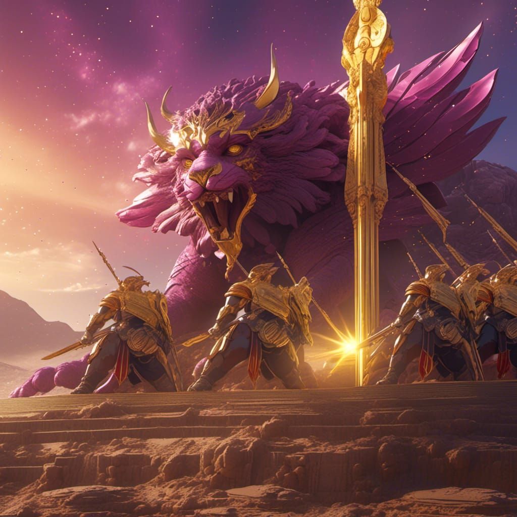 Griffin Temple Hoplites in Dark Fantasy Style