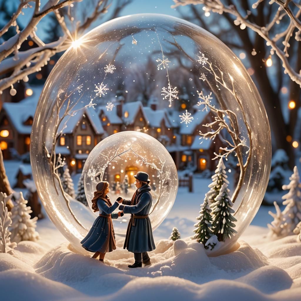 Dancing Couple in Snow Globe: Fantasy Concept Art