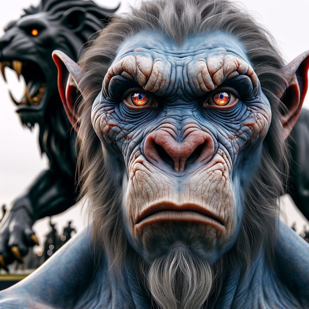 Detailed Rendering of a Hulking Blue Neanderthal