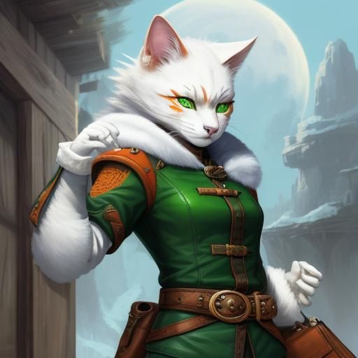 Catfolk Rogue in Leather Armor for Pathfinder 2e