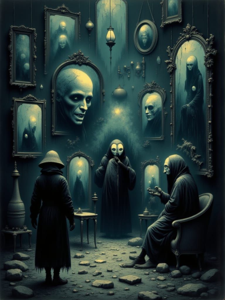 Chamber of Fractured Selves: Surreal Mirror Hallway