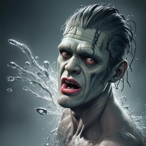 Humorous Hyperrealistic Frankenstein Monster with Tongue Out