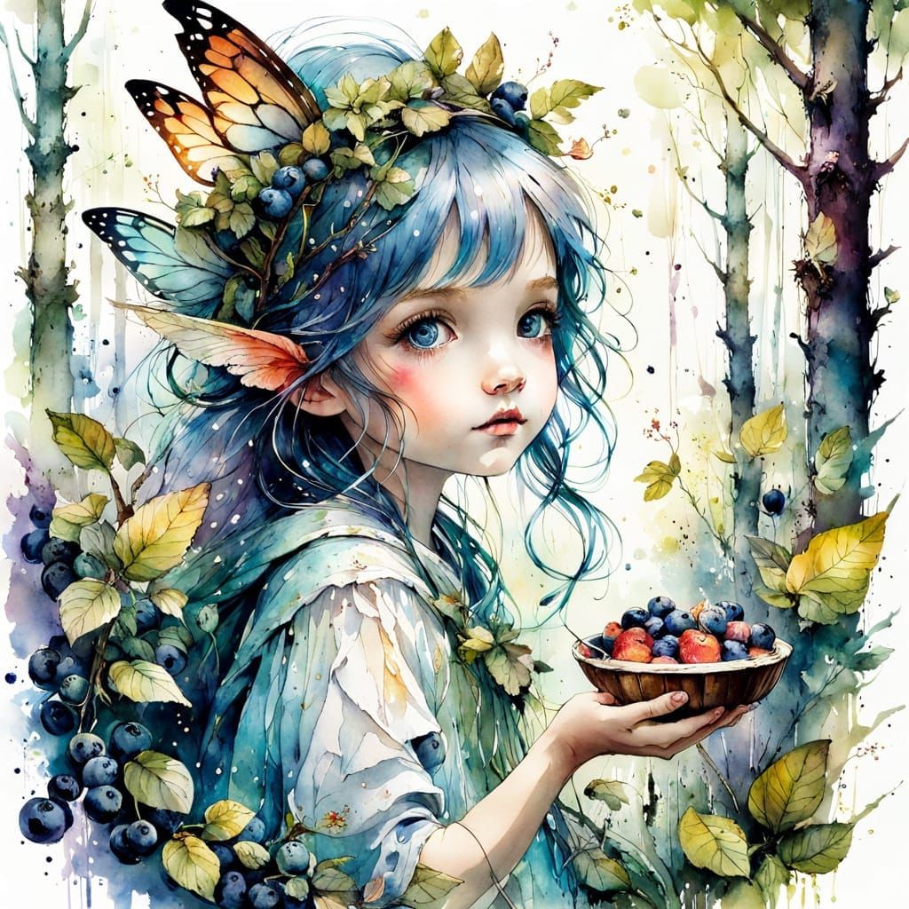 Whimsical Fairy in Enchanting Watercolor Forest