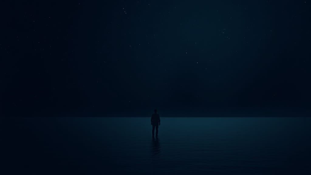 Ethereal Figure in Cosmic Void