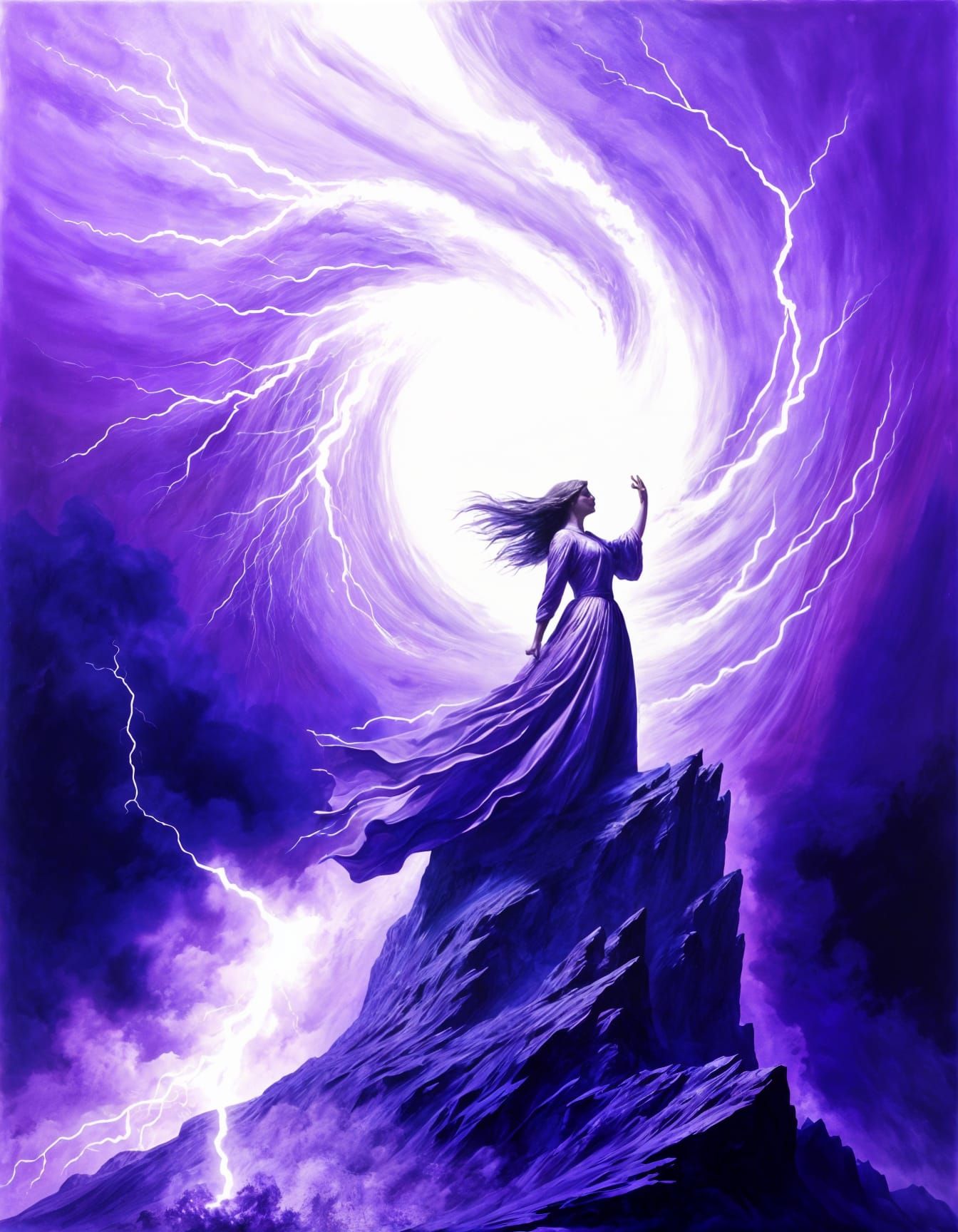 Monochrome Sorceress Casts Cataclysmic Spell