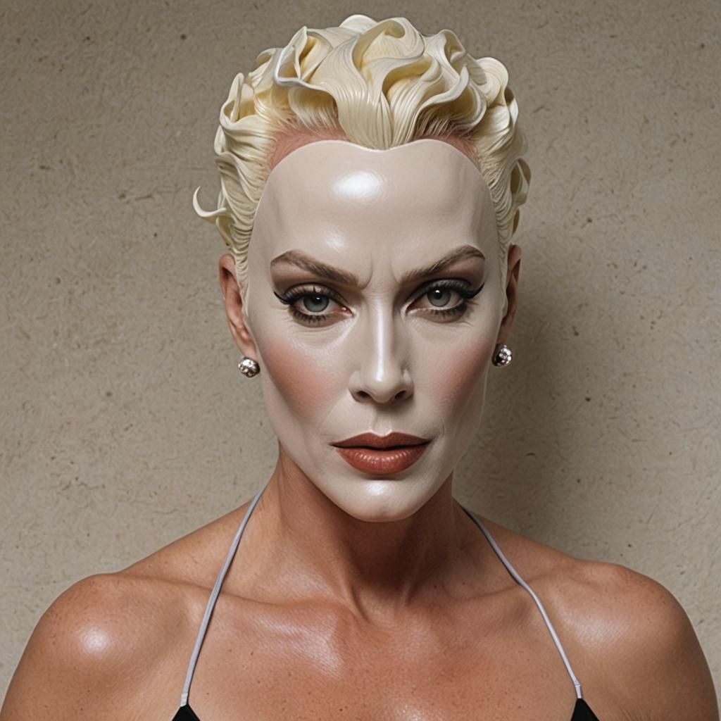 Brigitte Nielsen in Latex Costume and Mask