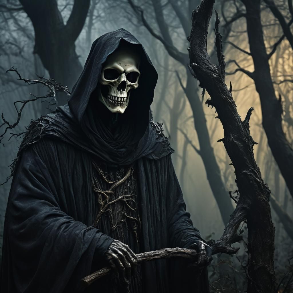 Grim Reaper Portrait in Hyperrealism Style