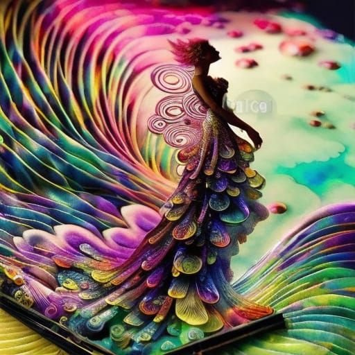 Steampunk Grecian Princess Stargazing: Mixed Media Illustrat...