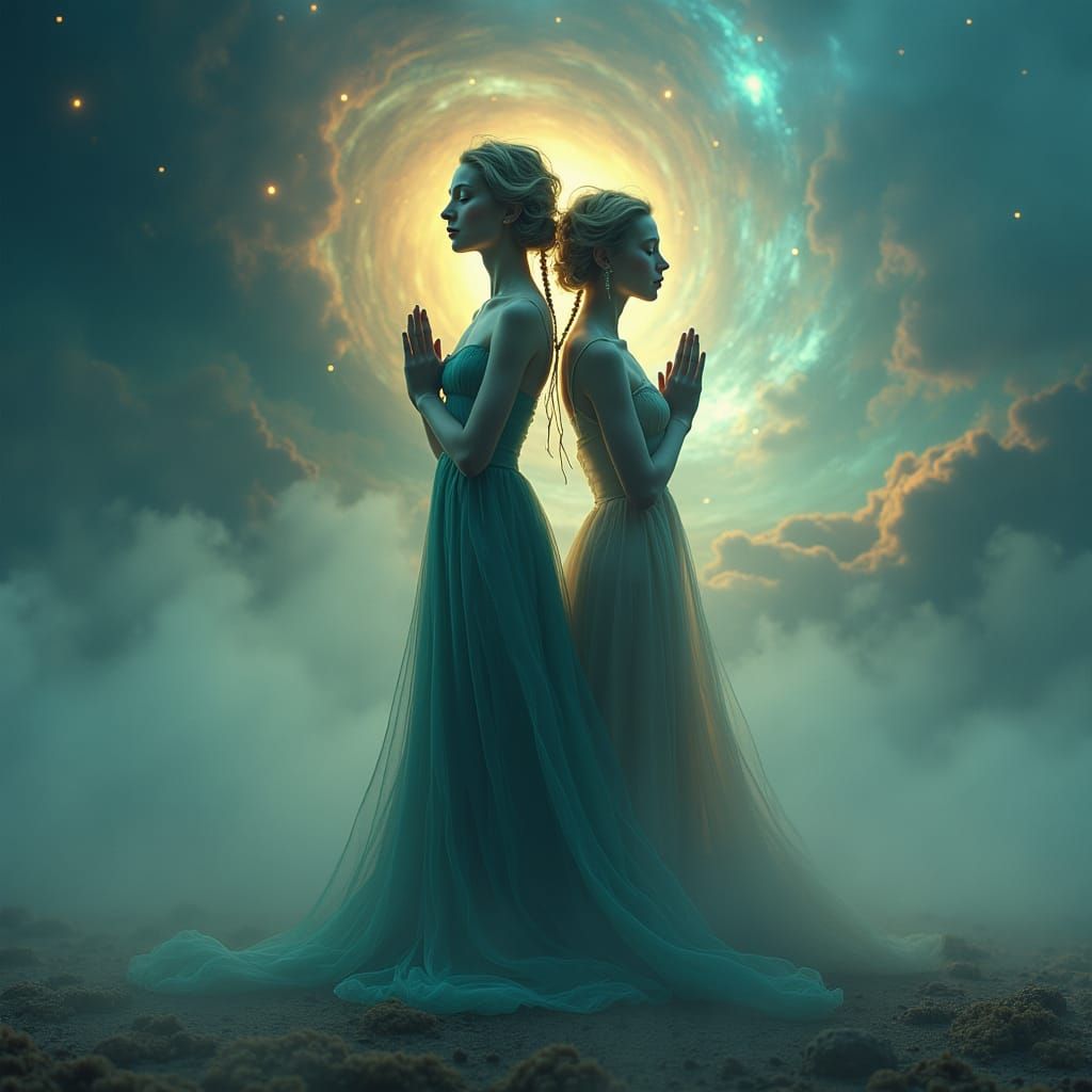 Mystical Figures in Ethereal Dreamscape