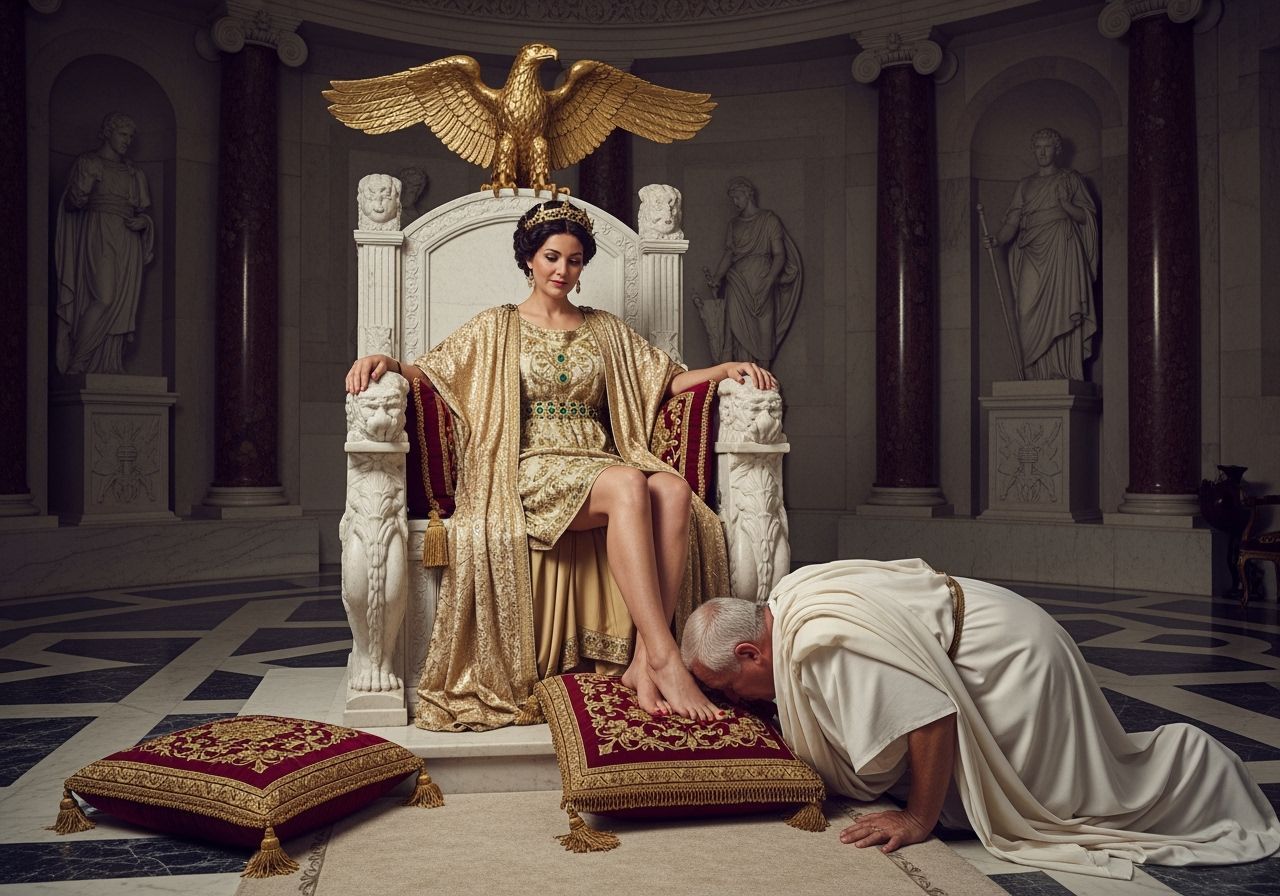 Empress Messalina on Her Throne in Lavish Toga