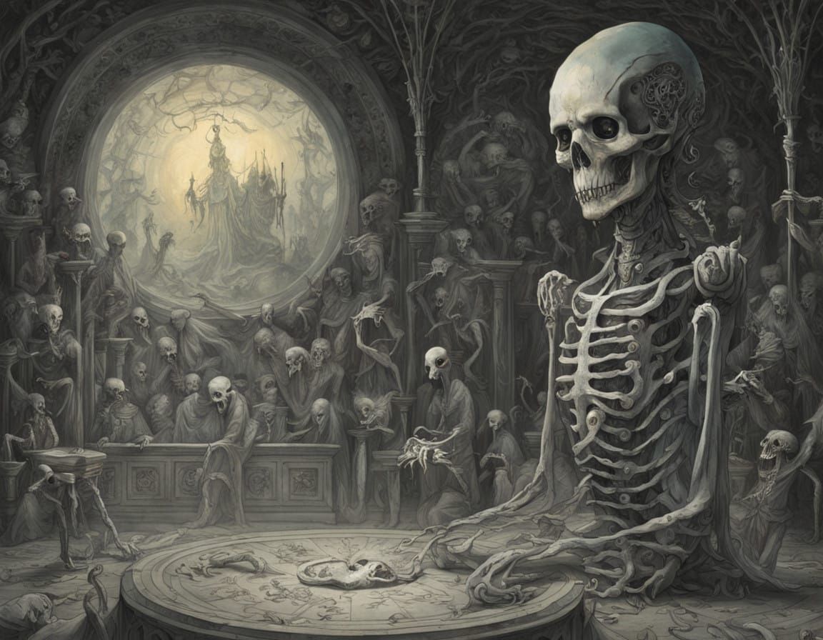 Ethereal Conductor Leads Ghostly Orchestra in Haunting Harmo...