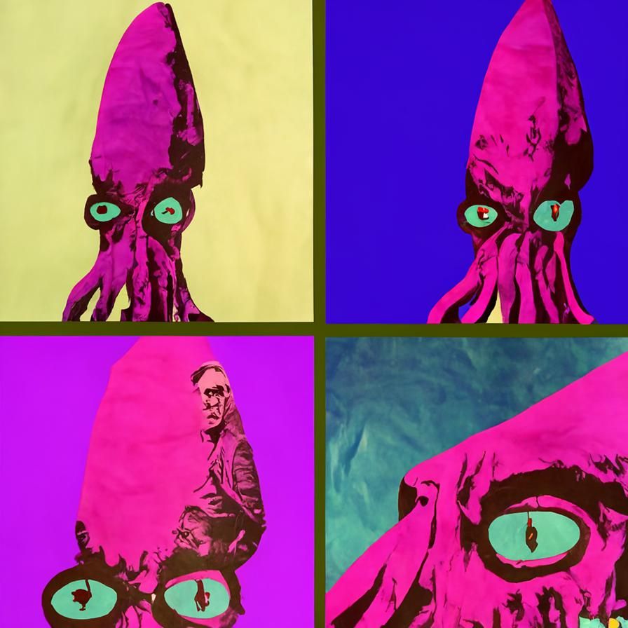 Lovecraftian Pop Art Collage in Warhol Style