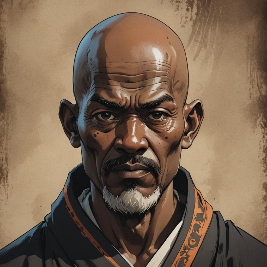 Aged Monk Portrait in Anime Style