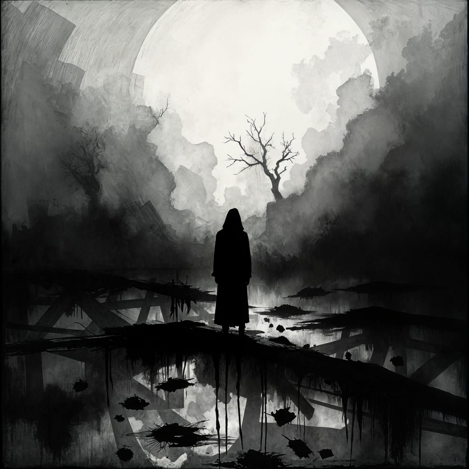 Mysterious Dark Figure in a Hoodie