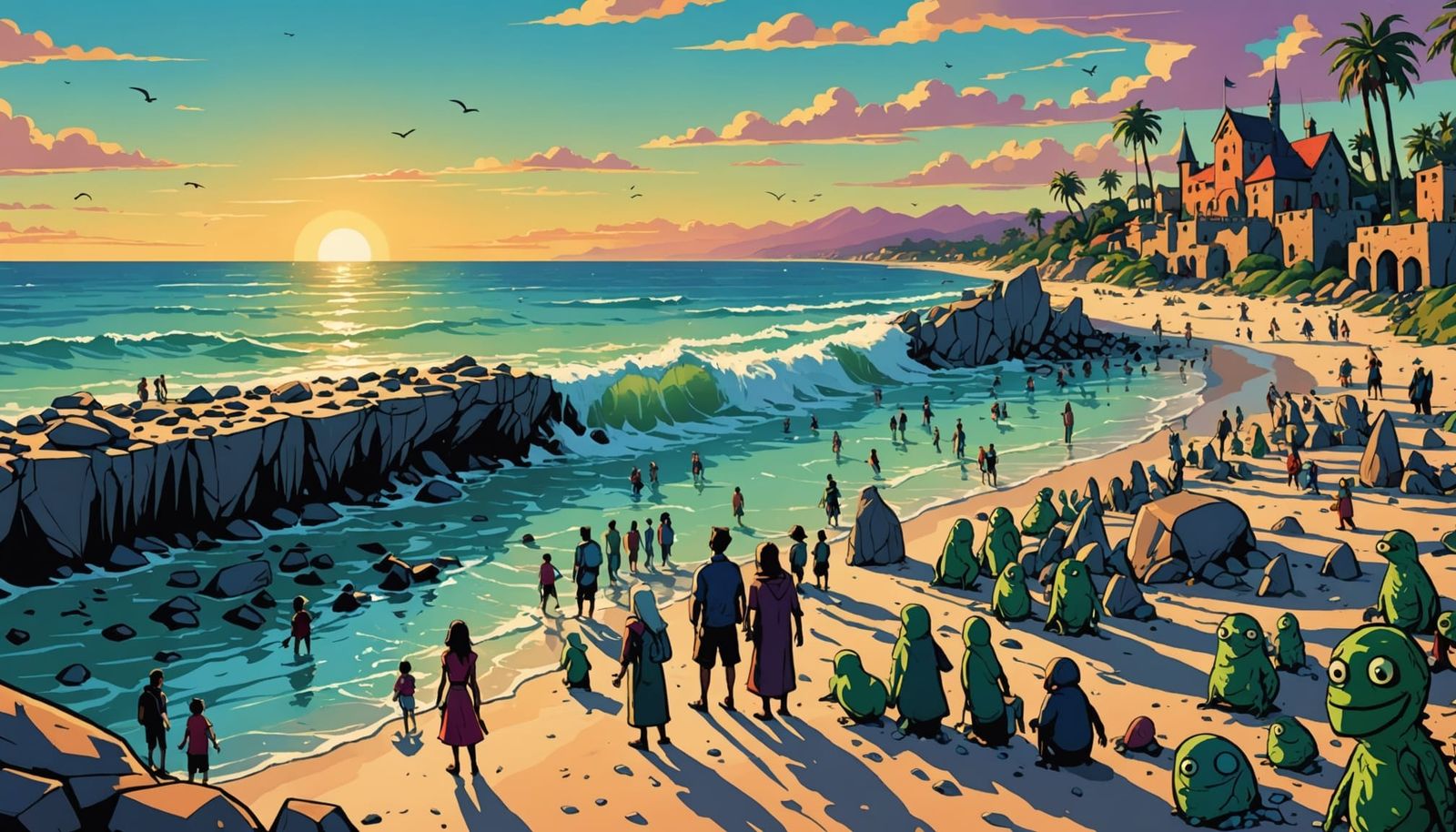 Melancholic Monsters on a Whimsical Beach