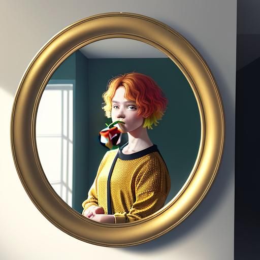 Person Eating Apple: Vibrant Oil Painting