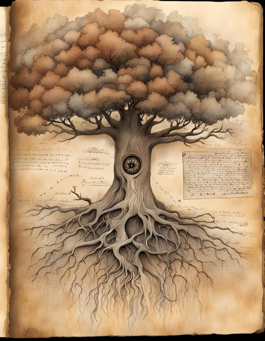 Pen and Ink Drawing of the World Tree