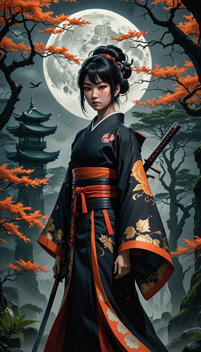 Upper Moon Demon Goddess in Dark Forest