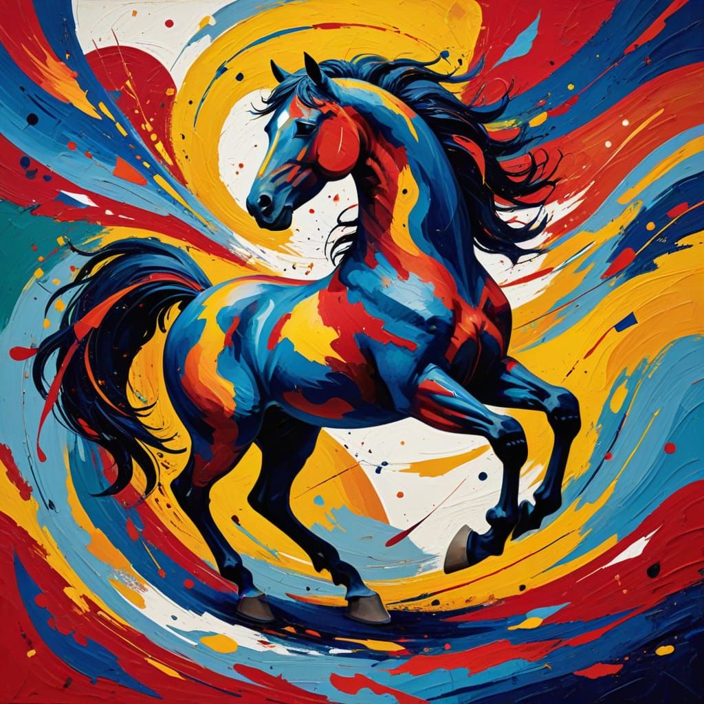 Expressive Abstract Horse in Motion